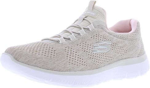 Skechers Women's Summits Fun Flare Sneaker, Taupe/Pink=TPPK, 10.5 Wide in Saudi Arabia