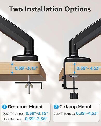 MOUNTUP Single Monitor Desk Mount Holds Screen up to 32 inch, Height Adjustable Monitor Arm, Computer Monitors Stand with Clamp/Grommet Mounting Base, VESA Mounts Fit 4.4-17.6lbs Computer, Black in Saudi Arabia