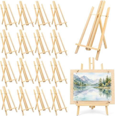 16 Pack 11.8 Inch Wood Easel Stand, Art Craft Painting Display Easel Wooden Tabletop Easels for Painting Party, Art Projects, Displaying Canvases, Portable Canvas Photo Picture Sign Holder in Saudi Arabia