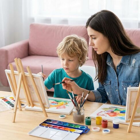 16 Pack 11.8 Inch Wood Easel Stand, Art Craft Painting Display Easel Wooden Tabletop Easels for Painting Party, Art Projects, Displaying Canvases, Portable Canvas Photo Picture Sign Holder in Saudi Arabia