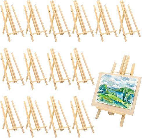 16 Pack 11.8 Inch Wood Easel Stand, Art Craft Painting Display Easel Wooden Tabletop Easels for Painting Party, Art Projects, Displaying Canvases, Portable Canvas Photo Picture Sign Holder in Saudi Arabia