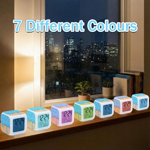 MTLEE Baseball Ice Cream Alarm Clock 7 Color Changing LED Nightlight Wake up Clocks with Temperature Date Display Ice Cream Drip Digital Desk Table Clock for Baseball Lovers Birthday Gift in Saudi Arabia