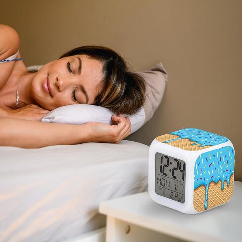 MTLEE Baseball Ice Cream Alarm Clock 7 Color Changing LED Nightlight Wake up Clocks with Temperature Date Display Ice Cream Drip Digital Desk Table Clock for Baseball Lovers Birthday Gift in Saudi Arabia