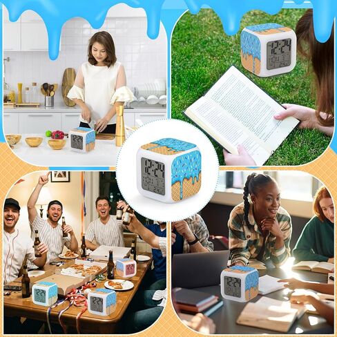 MTLEE Baseball Ice Cream Alarm Clock 7 Color Changing LED Nightlight Wake up Clocks with Temperature Date Display Ice Cream Drip Digital Desk Table Clock for Baseball Lovers Birthday Gift in Saudi Arabia