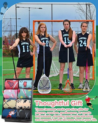 8 Pairs Funny Lacrosse Socks for Men Women Novelty Crew Socks Team Gifts for Lacrosse Lovers Players Teens & Youth(Women) in Saudi Arabia