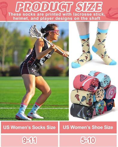 8 Pairs Funny Lacrosse Socks for Men Women Novelty Crew Socks Team Gifts for Lacrosse Lovers Players Teens & Youth(Women) in Saudi Arabia