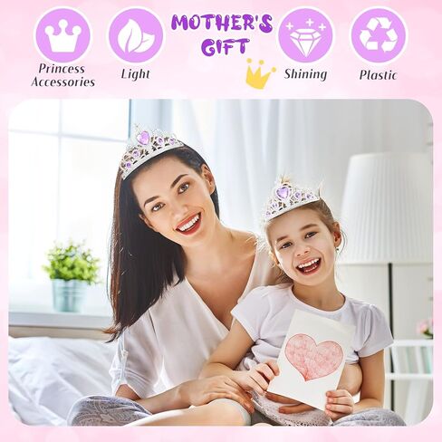 Zhanmai 24 Pcs Tiara Crown Set Princess Crown Girl Plastic Princess Tiara Dress up Costume Valentine Day Party Accessories Rhinestone Decor Kid Birthday Favor(Purple) in Saudi Arabia