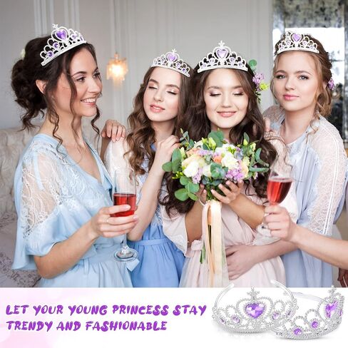Zhanmai 24 Pcs Tiara Crown Set Princess Crown Girl Plastic Princess Tiara Dress up Costume Valentine Day Party Accessories Rhinestone Decor Kid Birthday Favor(Purple) in Saudi Arabia