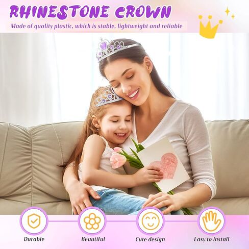Zhanmai 24 Pcs Tiara Crown Set Princess Crown Girl Plastic Princess Tiara Dress up Costume Valentine Day Party Accessories Rhinestone Decor Kid Birthday Favor(Purple) in Saudi Arabia