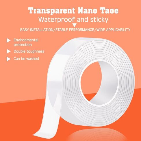 Double Sided Tape Heavy Duty, Nano Double Sided Adhesive Tape, Clear Mounting Tape Picture Hanging Adhesive Strips (9.85FT) in Saudi Arabia