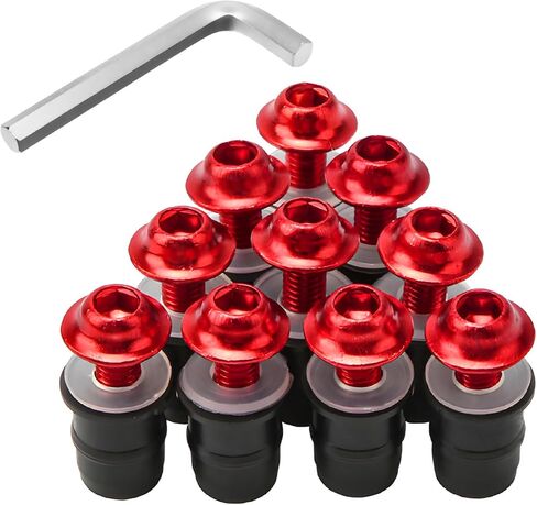 10 PCS Motorcycle Windshield Bolt Screw Kit, M5 Motorbike Windshield Mounting Bolts with Wrench, Aluminum Alloy Screws Fasteners for Motorcycle Windscreen Body Fairing (Black) in Saudi Arabia