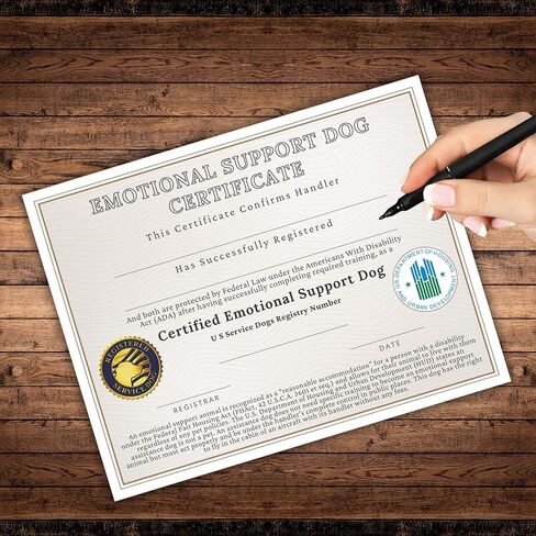 Emotional Support Dog Certificate of Certification Training 6pk on Linen 8.5x11" Disability ADA ID Registration Holder Know Your Rights in Saudi Arabia