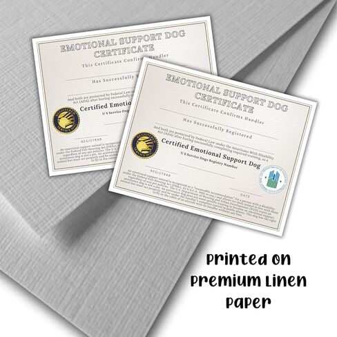 Emotional Support Dog Certificate of Certification Training 6pk on Linen 8.5x11" Disability ADA ID Registration Holder Know Your Rights in Saudi Arabia