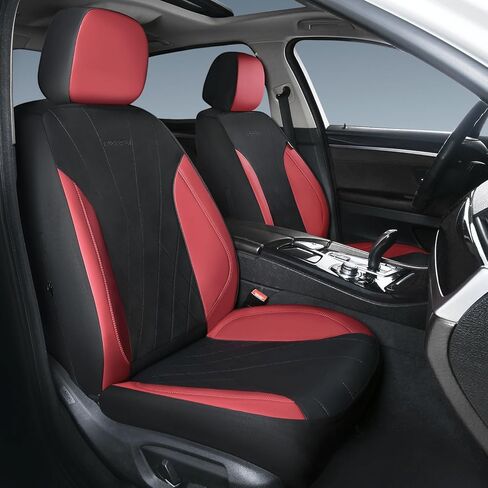 مجموعة أغطية مقاعد السيارة كاملة، وسادة مقعد سيارة جلدية، مواد رقيقة للغاية قابلة للتنفس، مناسبة لمعظم سيارات الدفع الرباعي/الشاحنات/السيدان/السيارات (أرجواني + أسود، خمس قطع) in Saudi Arabia