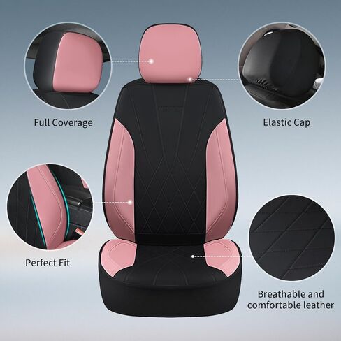 Car Seat Covers Full Set, Leather Car Seat Cushion, Ultra-Thin Breathable Materials, Suitable for Most Car SUV/Truck/Sedan/Automotive (Purple + Black, Five-Piece) in Saudi Arabia