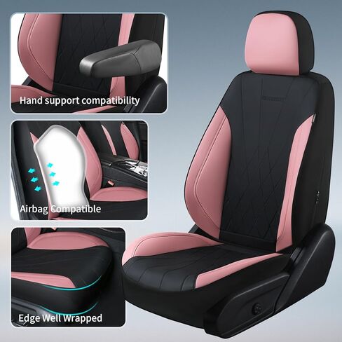 Car Seat Covers Full Set, Leather Car Seat Cushion, Ultra-Thin Breathable Materials, Suitable for Most Car SUV/Truck/Sedan/Automotive (Purple + Black, Five-Piece) in Saudi Arabia
