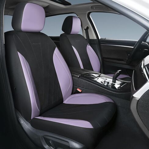 Car Seat Covers Full Set, Leather Car Seat Cushion, Ultra-Thin Breathable Materials, Suitable for Most Car SUV/Truck/Sedan/Automotive (Purple + Black, Five-Piece) in Saudi Arabia