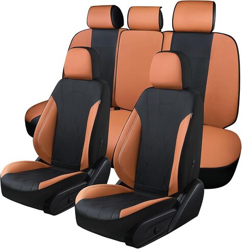 Car Seat Covers Full Set, Leather Car Seat Cushion, Ultra-Thin Breathable Materials, Suitable for Most Car SUV/Truck/Sedan/Automotive (Purple + Black, Five-Piece) in Saudi Arabia