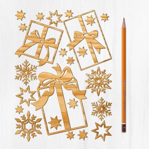 Ajoure Fine Lasercut Embelishments # Giant Snowflakes and Stars Vintage Veneer Wooden Plywood Silhouette for Craft in Saudi Arabia