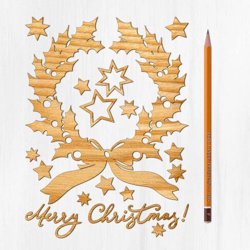 Ajoure Fine Lasercut Embelishments # Giant Snowflakes and Stars Vintage Veneer Wooden Plywood Silhouette for Craft in Saudi Arabia