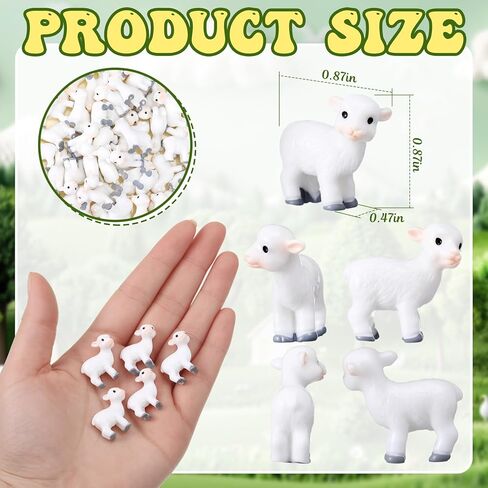 Amyhill 50 Pcs Easter Mini Resin Lambs Tiny Goat Figurines Miniature Sheep Small Farm Animals Bulk for Spring Christian DIY Micro Craft Planter Terrarium Garden First Communion Home Decor (White) in Saudi Arabia