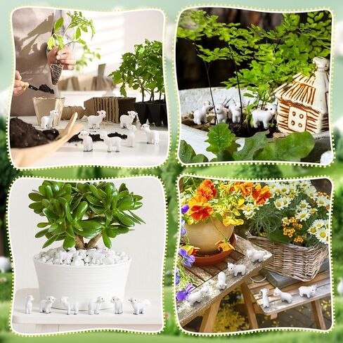 Amyhill 50 Pcs Easter Mini Resin Lambs Tiny Goat Figurines Miniature Sheep Small Farm Animals Bulk for Spring Christian DIY Micro Craft Planter Terrarium Garden First Communion Home Decor (White) in Saudi Arabia