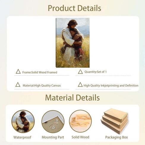 2D لا نسيج يسوع يحتضن المرأة السوداء قماش جدار ديكور فني، مسيحي آمن في ذراعيه ملصق اللوحة، يسوع يعانق صور فتاة سوداء لحائط غرفة المعيشة غرفة نوم الكنيسة ديكور المنزل 12 * 16 بوصة (قماش ممتد على إطار خشبي) in Kuwait