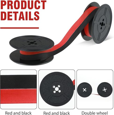4 Pairs Universal Typewriter Ribbon, Vintage Old Typewriter Ink Ribbon Red and Black Wide Ink Ribbons Twin Spool Typewriters Ribbons Twin Spool Replacement Compatible with Most Typewriters (2 Color) in Saudi Arabia