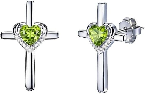 Prismata Cross Birthstone Earrings Studs 925 Sterling Silver Cross Studs Earrings with 12 Months Birthstone Earrings Christian Jewelry Gifts for Women Mom Her in Saudi Arabia