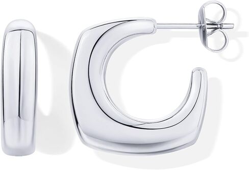 PAVOI Waterproof Hoop Earrings for Women - 14K Gold Plated Chunky, Dome, Square, Twisted Huggie Hoops - Stainless Steel Gold Earrings Bold Jewelry in Saudi Arabia