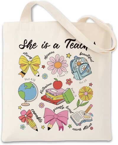 Teacher Appreciation Gifts, Teacher Appreciation Canvas Tote Bag, Aesthetic Travel Beach Bag for Women, Shopping, Work, Gyma in Saudi Arabia