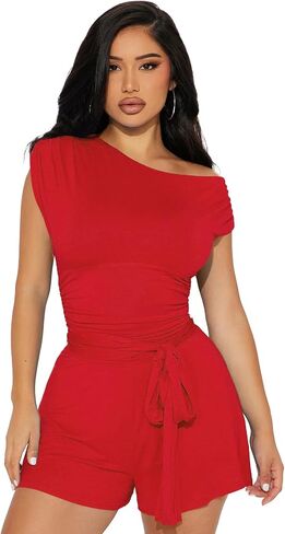 VNIRA One Shoulder Date Night Rompers for Women Sexy Bodycon Sleeveless One Piece Outfits Club Jumpsuit in Saudi Arabia
