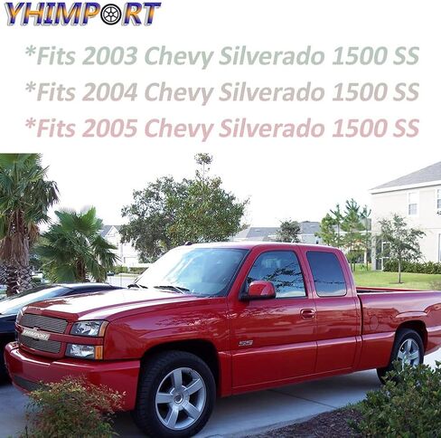 Chrome Front Grill Grille fits 2003 2004 2005 Chevy Silverado 1500 SS Billet Grille Combo Aluminum Grill Insert Polished (5pcs) (Chrome) in Saudi Arabia