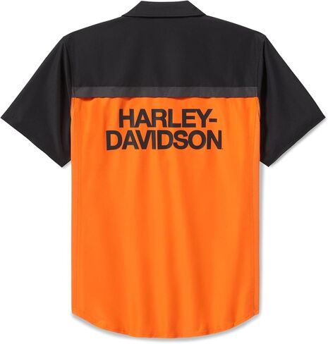 Harley-Davidson TECH Vented Button Shirt, Colorblock Orange & Black, 96737-25VM in Saudi Arabia