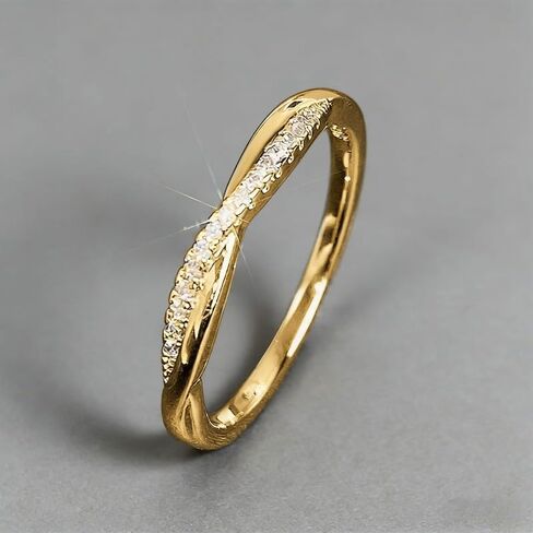 Twisted Intertwined Promise Ring with Cubic Zirconia for Women Daily Casual Party Accessory Trendy Jewelry Gift in Saudi Arabia