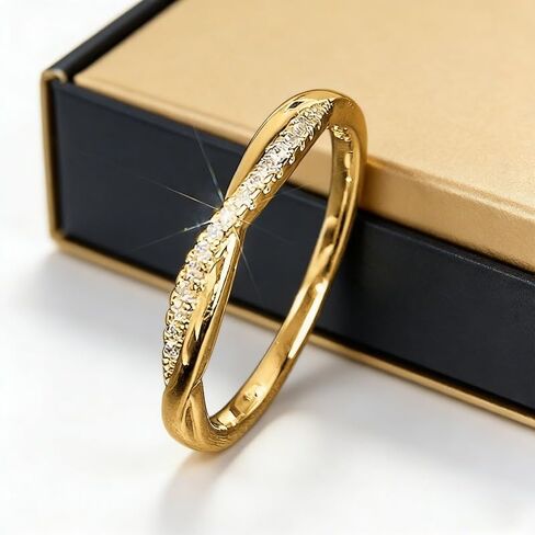 Twisted Intertwined Promise Ring with Cubic Zirconia for Women Daily Casual Party Accessory Trendy Jewelry Gift in Saudi Arabia