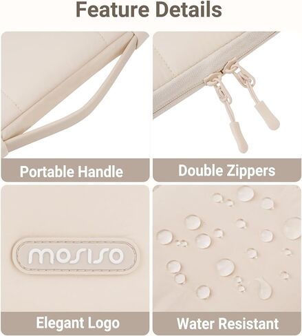 حافظة MOSISO متوافقة مع جهاز MacBook Air 13 بوصة 2026 2025 2024 2023 2022 M4 A3240 M3 A3113 M2 A2681، حافظة صلبة وستة شبكات حقيبة منتفخة وغطاء لوحة مفاتيح وغطاء كاميرا ويب وفيلم شاشة لجهاز MacBook Air 13.6 بوصة، رملي in Kuwait