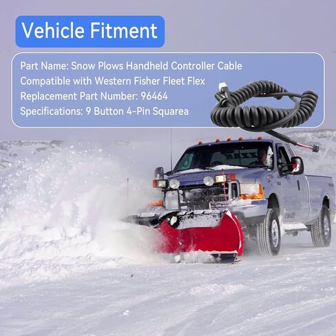 96464 Snow Plows Handheld Controller Cable Cord Compatible with Western Fisher Fleet Flex, 4 Pin Straight Blade Snow Plows Handheld Controller Cable Cord, 9 Button 4-Pin Square in Saudi Arabia