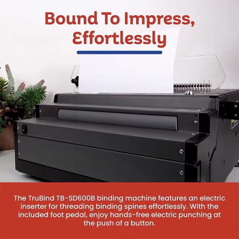 TruBind Heavy Duty Coil Binding Machine with Electric Punch & Coil Inserter and Foot Pedal | 25 Sheet Punch Capacity | Bind up to 500 Sheets | 46 Fully Disengageable Dies | 4:1 Pitch | 1-Year Warranty in Kuwait