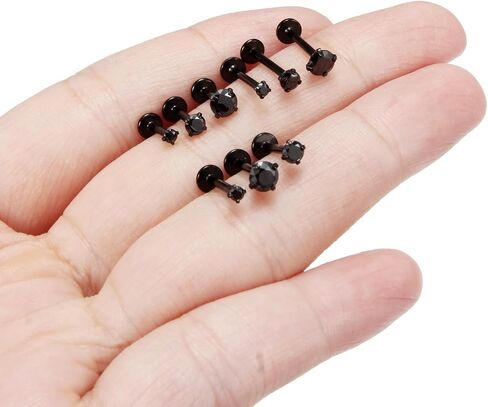 Hoeudjo Helix Piercing Jewelry Stainless Steel Tragus Piercing Jewelry Medusa Piercings Monroe Labret Ashley Lip Rings for Women Post Length 6mm 8mm 10mm in Saudi Arabia