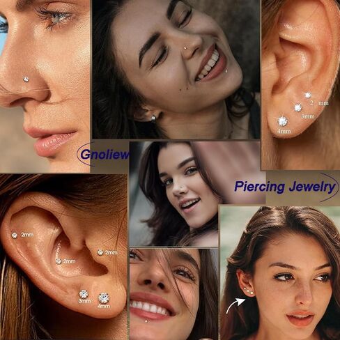 Gnoliew 20G أقراط مسطحة الظهر G23 التيتانيوم الزنمة Labret الغضروف الشفاه ميدوسا محارة Daith Rook Helix هيئة ثقب المجوهرات حلقات الأنف هيبوالرجينيك للنساء الرجال in Saudi Arabia