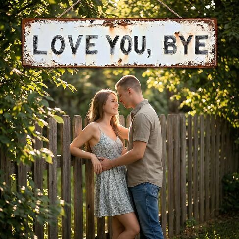 علامة Love You Bye فوق الباب، أحبك، Bye - علامة حائط معدنية عتيقة، ديكور علامات باب مدخل المدخل، لوحة فنية جدارية من الألومنيوم مقاس 16 × 4 بوصة، لوحة معلقة على طراز المزرعة للديكور الخارجي (40 × 10) in Kuwait