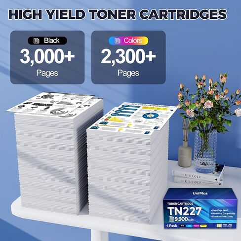 TN227 Toner Cartridges 4 Pack (9900 Pages) Compatible with HL-L3270CDW MFC-L3770CDW for Brother TN227 TN223 Toner Work with HL-L3270CDW L3210CW L3230CDW L3230CDN L3290CDW MFC-L3710CW L3750CDW Printer in Kuwait