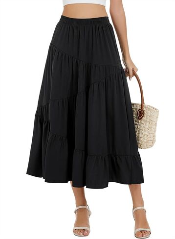 Long Skirts for Women 2026 Trendy Spring Summer Boho Elastic Waist Flowy A Line Maxi Tiered Skirt in Saudi Arabia