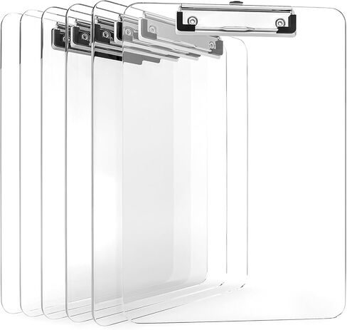 مجموعة من 6 ألواح حافظة شفافة وشفافة ومتينة من البلاستيك خفيف الوزن مع مشبك معدني منخفض يحمل 100 ورقة من لوحات مشبك الأكريليك للفصول الدراسية للأطفال والمدرسين والطلاب والاستخدام المنزلي in Kuwait