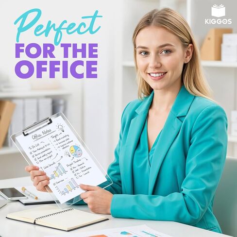 مجموعة من 6 ألواح حافظة شفافة وشفافة ومتينة من البلاستيك خفيف الوزن مع مشبك معدني منخفض يحمل 100 ورقة من لوحات مشبك الأكريليك للفصول الدراسية للأطفال والمدرسين والطلاب والاستخدام المنزلي in Kuwait