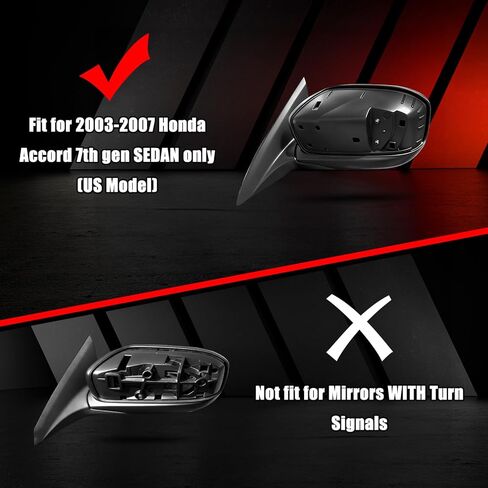 White Right Passager Side Mirror Cover Cap Housing Replacement for 2003 2004 2005 2006 2007 Honda 7th Accord Sedan without Turn Signal, US Model in Saudi Arabia