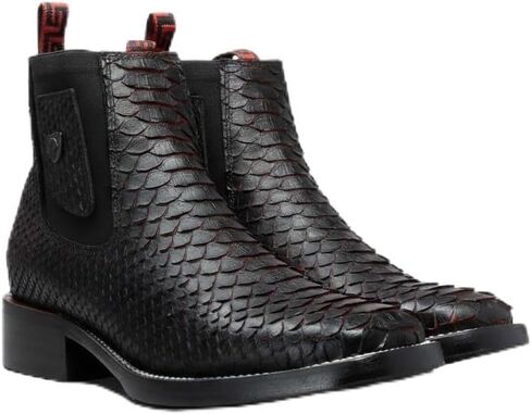 حذاء Joe Boots 722 للرجال من جلد البايثون مقاس 6 بوصات تشيلسي/كاحل - لمسة نهائية غريبة، نعل مزدوج الحياة، مقدمة مربعة غربية in Kuwait