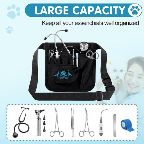 Hillban Vet Tech Fanny Pack Utility Belt Vet Med Waist Bag Storage Pocket Organizer Pouch Hip Bag for Stethoscope Scissors Supplies Practical Gift for Veterinary Technician Veterinary Receptionist in Saudi Arabia