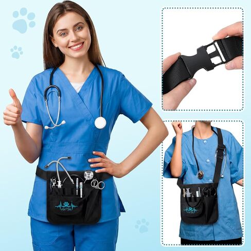 Hillban Vet Tech Fanny Pack Utility Belt Vet Med Waist Bag Storage Pocket Organizer Pouch Hip Bag for Stethoscope Scissors Supplies Practical Gift for Veterinary Technician Veterinary Receptionist in Saudi Arabia